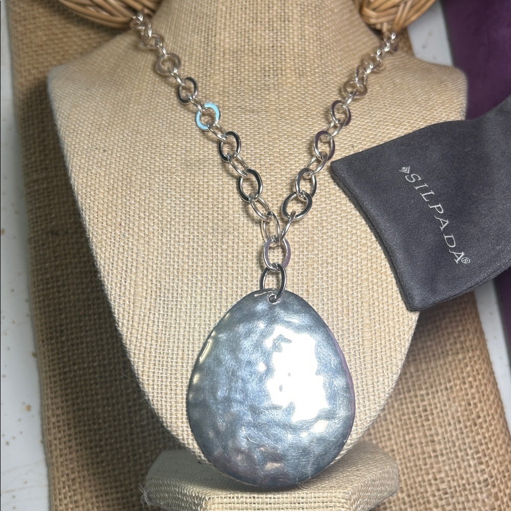 Silpada Silver Hammered Teardrop Pendant Necklace